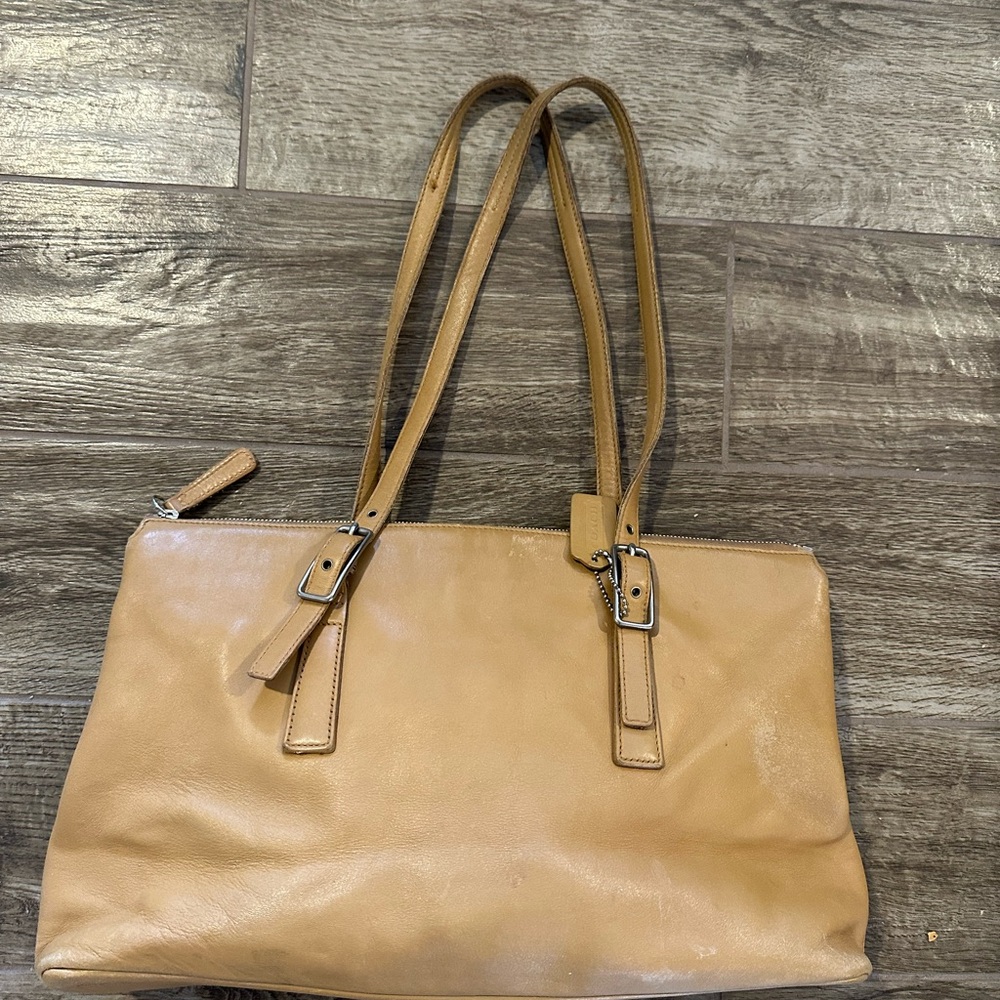 VTG Coach 9849  Leather Legacy Zip Satchel Tote Shopper Shoulder Bag Camel